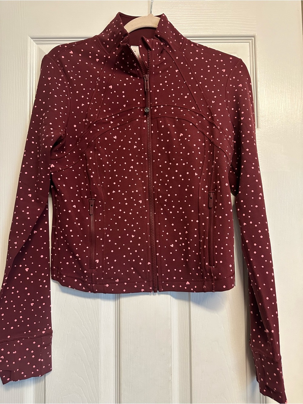 lululemon athletica Maroon Jacket with Pink Polka Dots